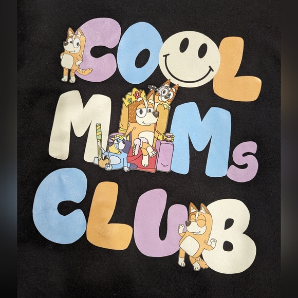 Bluey Medium Black Sweatshirt Bluey's Mom Heeler Cool Mom's Club Unisex Like New - Picture 3 of 6
